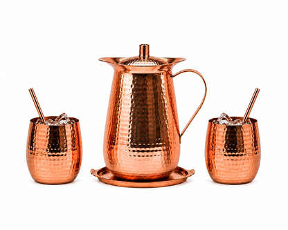 REMI® 70 Oz Solid Copper Hammered Pitcher Set